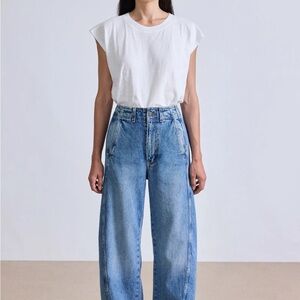 Apiece Apart Wide-Leg Flare Jeans in Light Blue